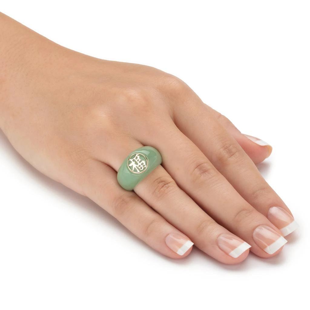 商品Palm Beach Jewelry|Genuine Jade Solid 10k Gold "Fortune" Ring,价格¥778,第3张图片详细描述