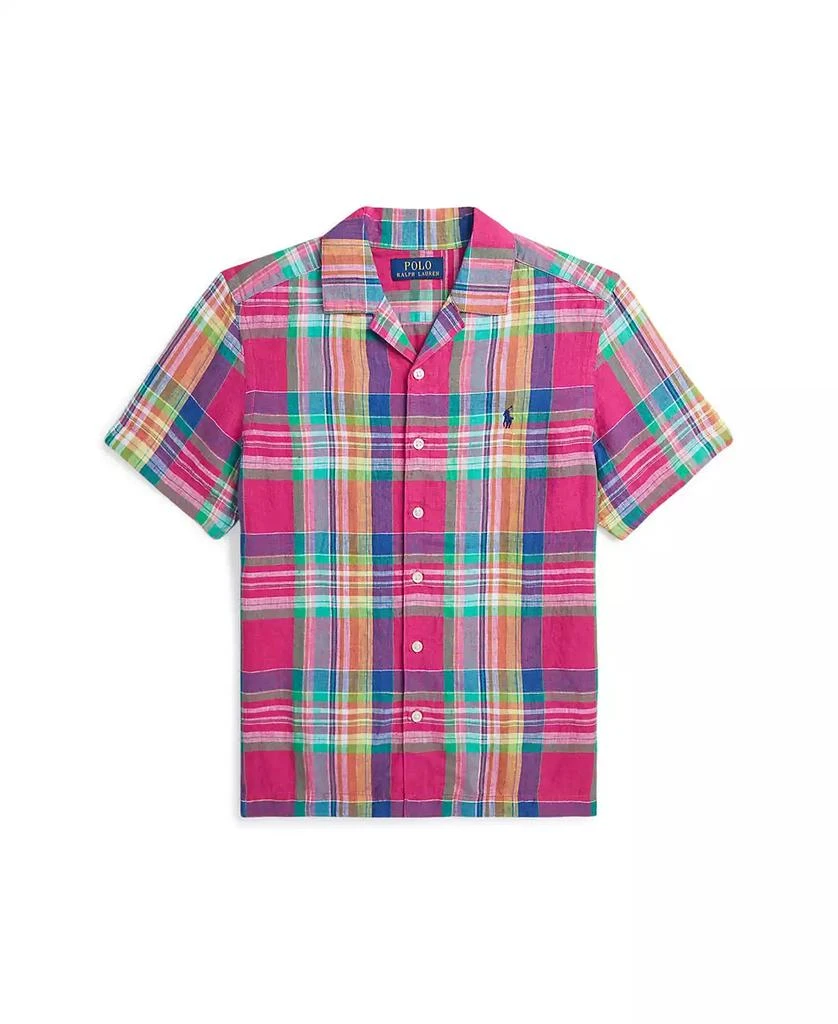 商品Ralph Lauren|Big Boys Plaid Linen Camp Shirt,价格¥172,第1张图片