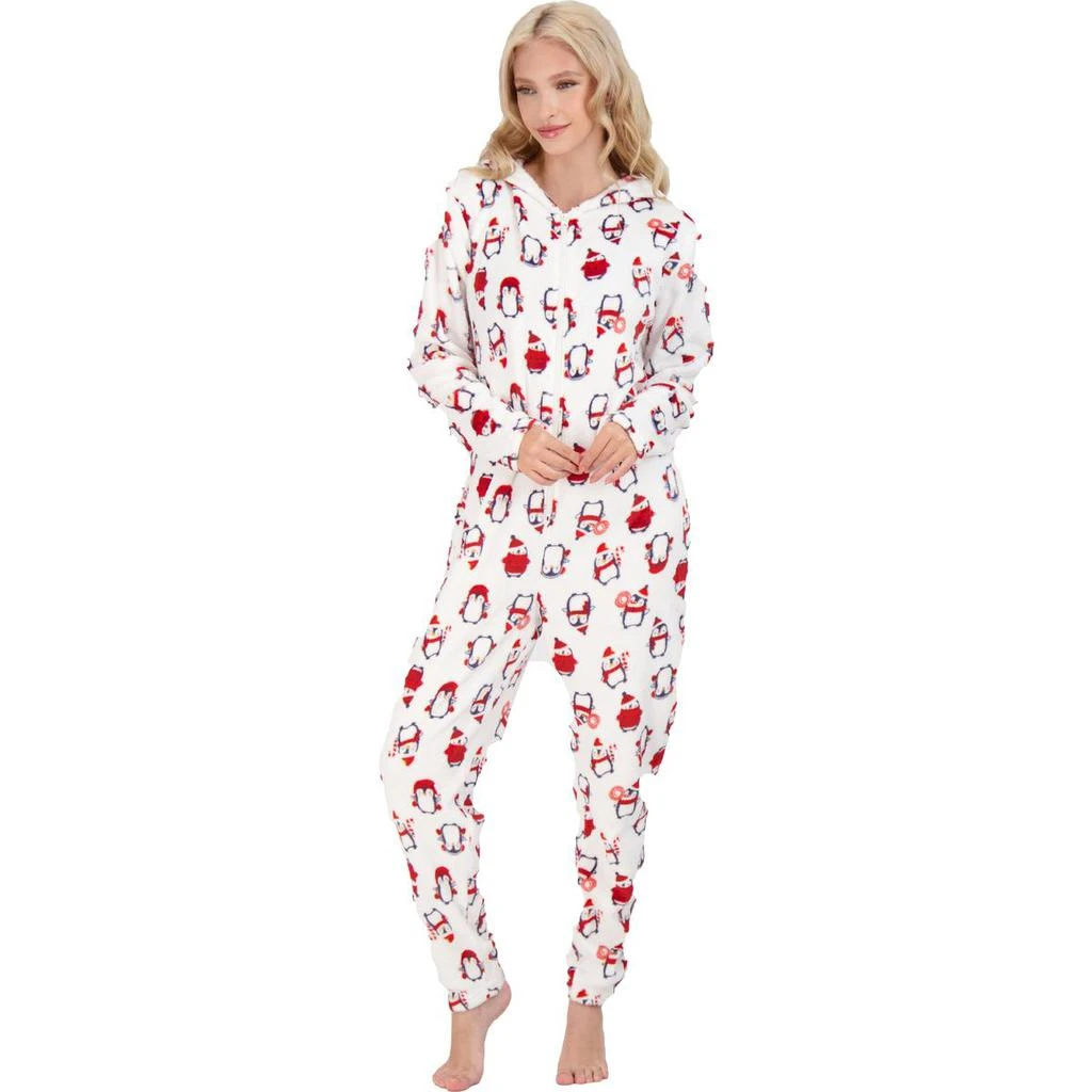 商品NYC Underground|NYC Underground Women's Printed Holiday One-Piece Hooded Pajamas,价格¥53,第1张图片