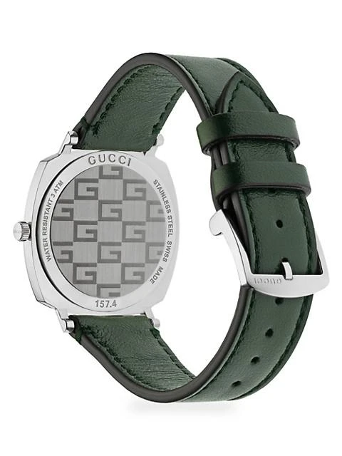 商品Gucci|Grip Stainless Steel & Green Leather Strap Watch,价格¥12004,第4张图片详细描述