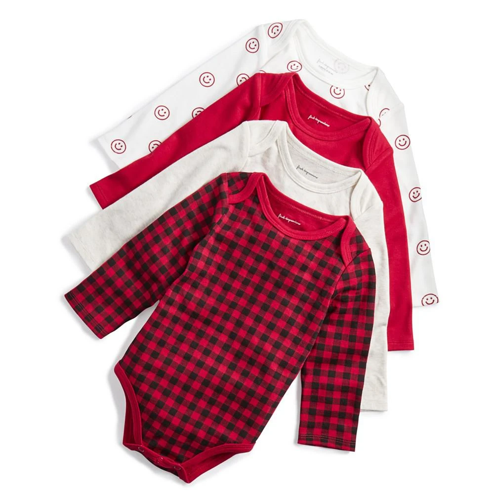 商品First Impressions|Baby Boys & Girls Mixed Bodysuits, Pack of 4, Created for Macy's,价格¥123,第1张图片