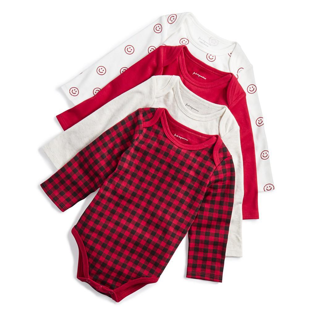 商品First Impressions|Baby Boys & Girls Mixed Bodysuits, Pack of 4, Created for Macy's,价格¥163,第1张图片
