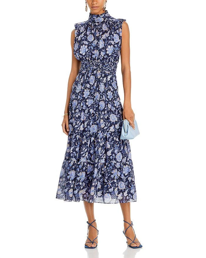 商品Derek Lam|Junia Ruched Sleeve Floral Midi Dress,价格¥2601,第5张图片详细描述