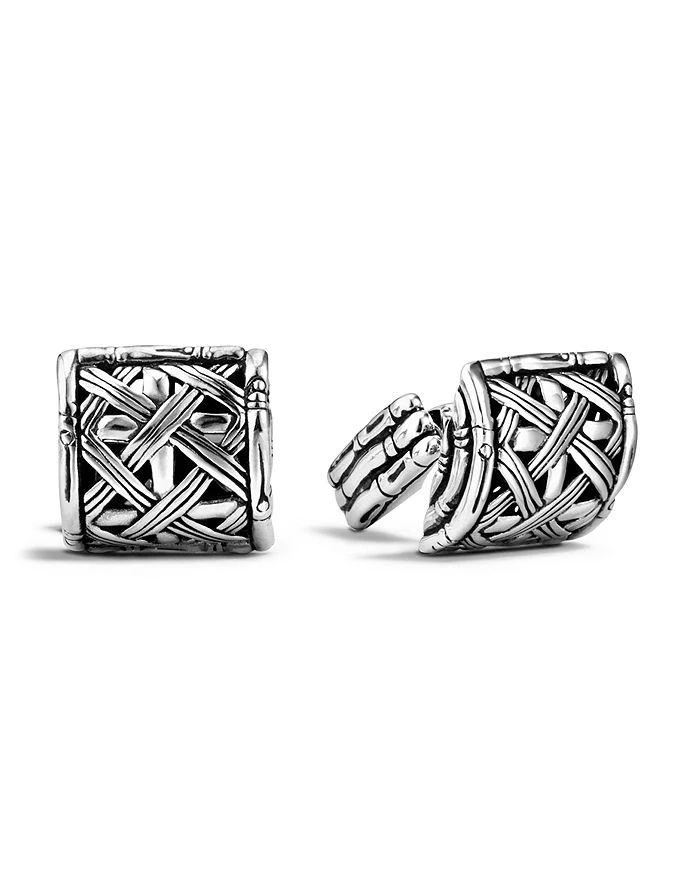 商品John Hardy|Men's Woven Bamboo Silver Half Barrel Cufflinks,价格¥2955,第1张图片