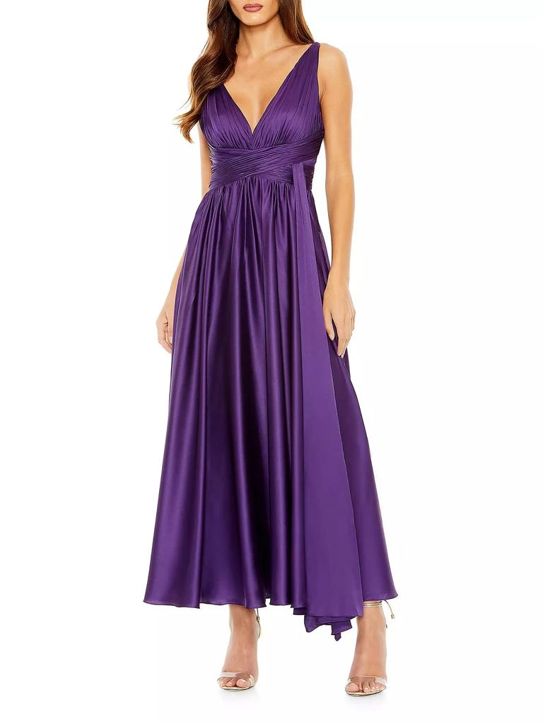 商品Mac Duggal|Pleated Charmeuse Halter A-Line Gown,价格¥2982,第1张图片