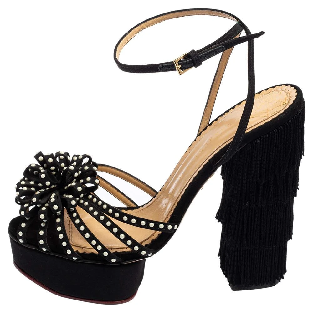 商品[二手商品] Charlotte Olympia|Charlotte Olympia Black Satin Miss Cha Cha Platform Sandals Size 37,价格¥1570,第2张图片详细描述