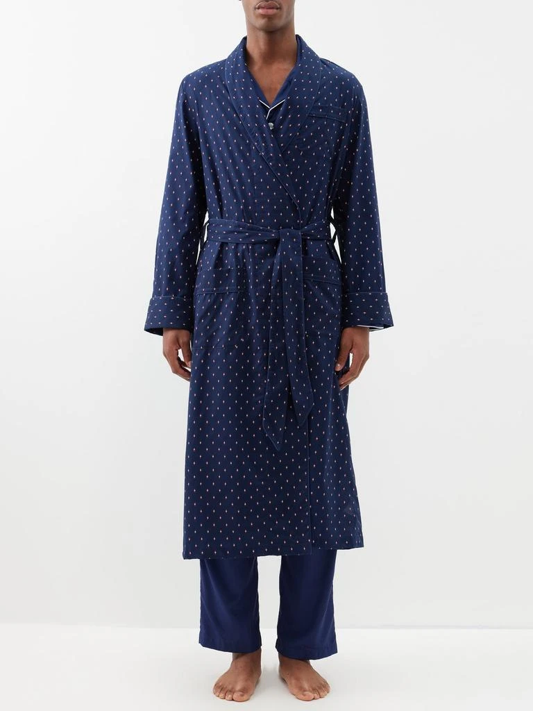 商品Derek Rose|Nelson geometric-print cotton belted robe,价格¥966,第1张图片