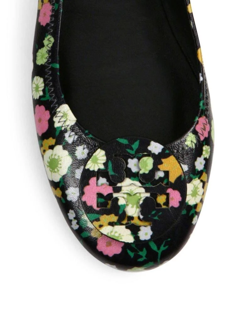 商品Tory Burch|Minnie Travel Floral-Print Leather Ballet Flats,价格¥685,第3张图片详细描述