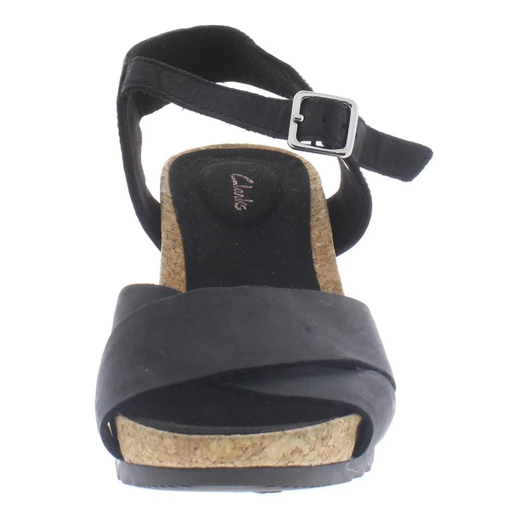 商品Clarks|Clarks Womens Flex Sun Leather Cork Wedge Sandals,价格¥661,第3张图片详细描述