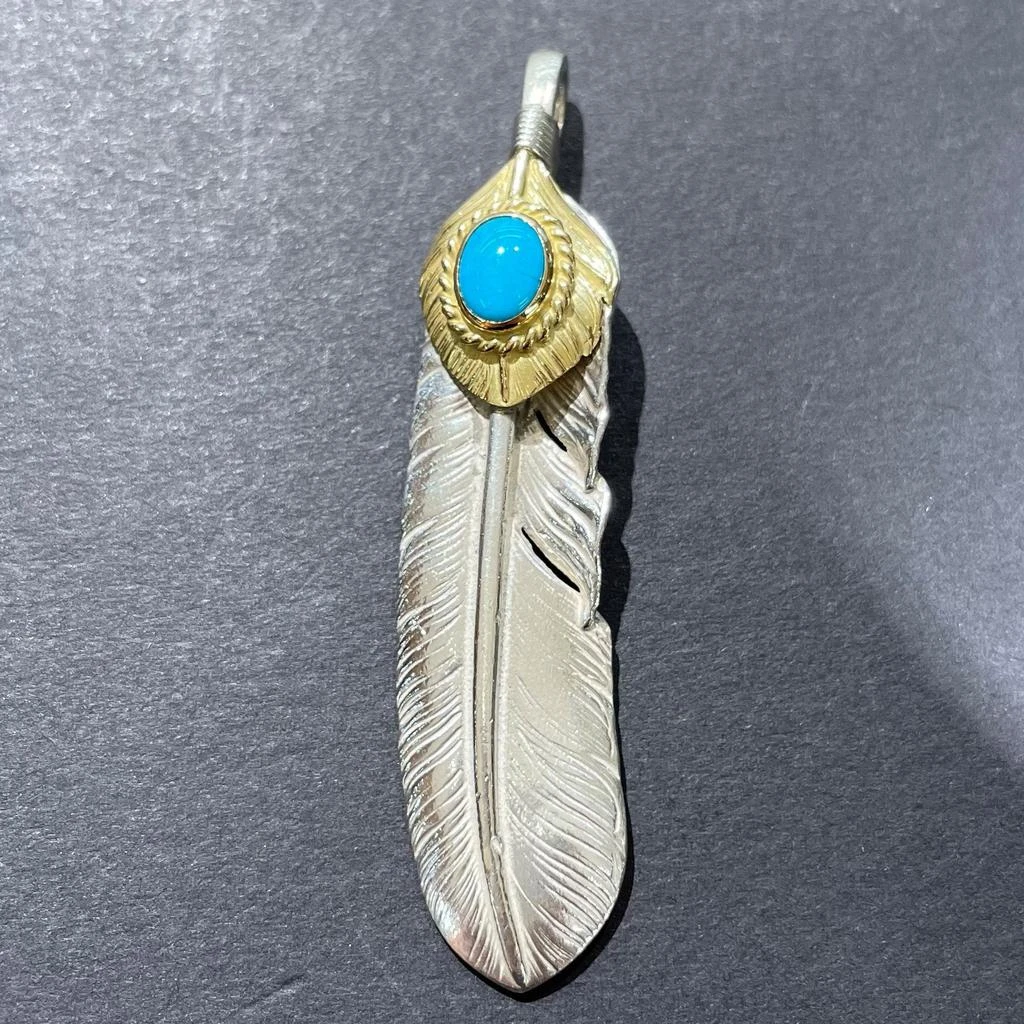 商品Native Feather|Goros Xl Goro'S Turquoise Feather Gold Rope - Facing Left,价格¥27303,第4张图片详细描述