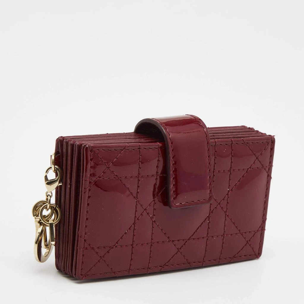 商品[二手商品] Dior|Dior Red Cannage Patent Leather Lady Dior 5 Gusset Card Holder,价格¥1765,第3张图片详细描述