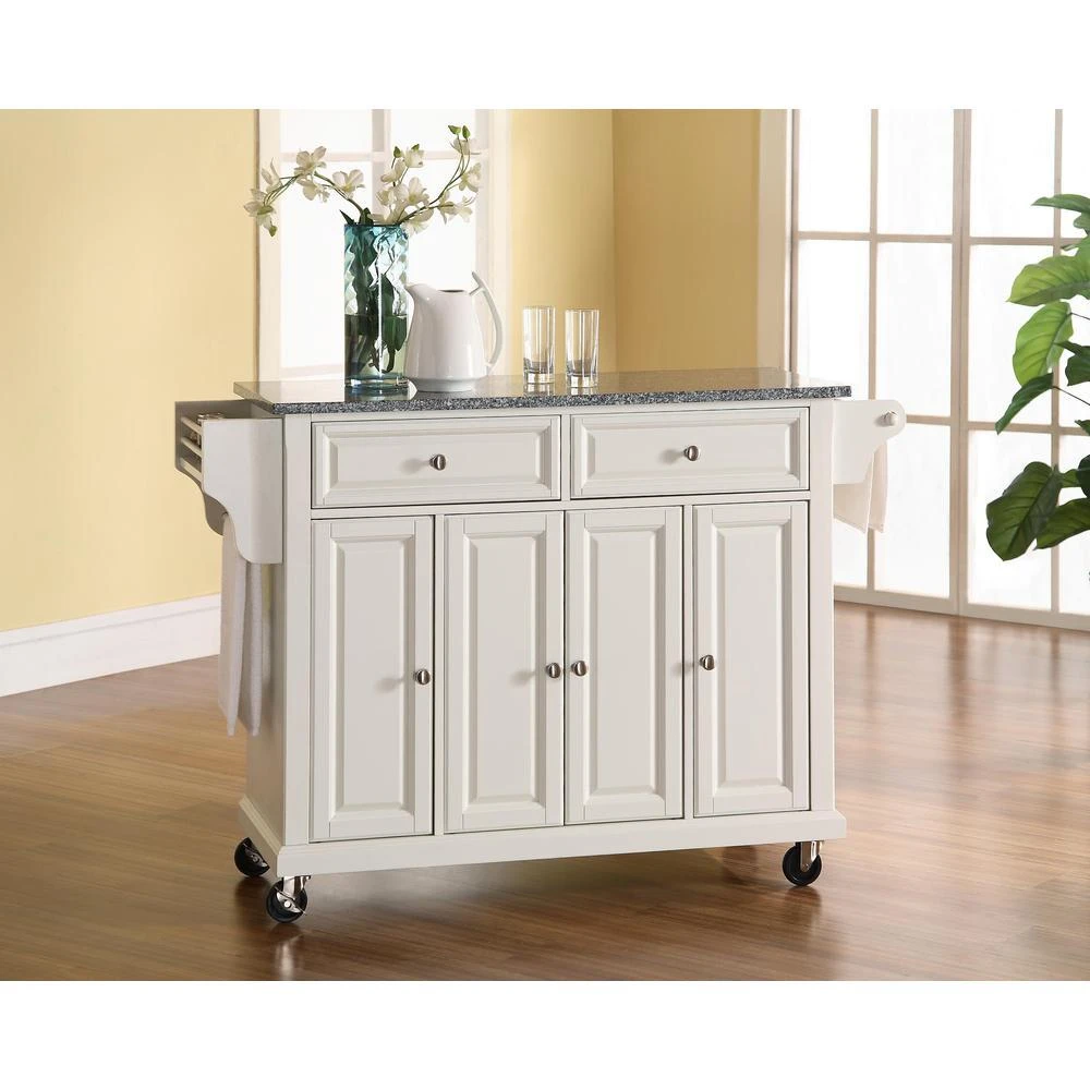 商品Crosley Furniture|Full Size Granite Top Kitchen Cart White/Gray,价格¥5272,第1张图片