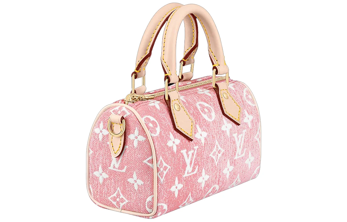 商品[国内直发] Louis Vuitton|Speedy Nano 元旦中国限定 百搭便携通勤老花图案 丹宁牛仔布 手提包单肩包斜挎包 迷你 女款 粉色,价格¥30674,第4张图片详细描述