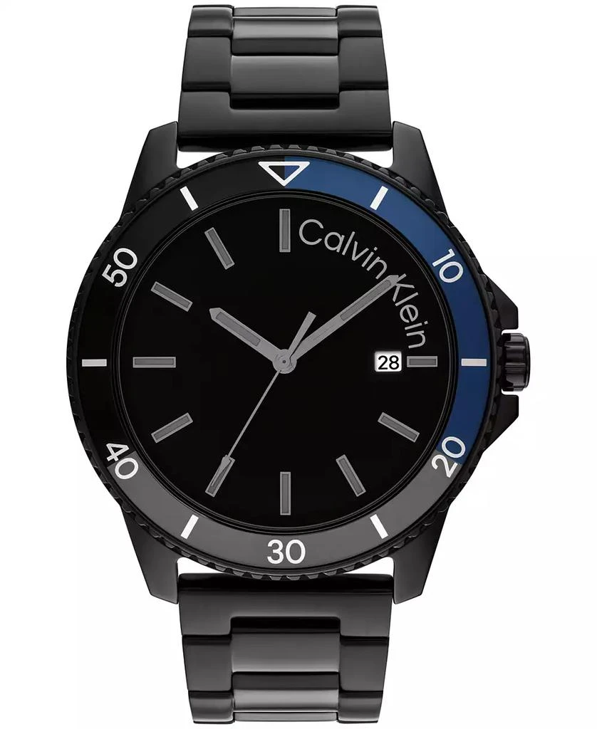 商品Calvin Klein|Men's Three Hand Black Stainless Steel Bracelet Watch 44mm,价格¥897,第1张图片