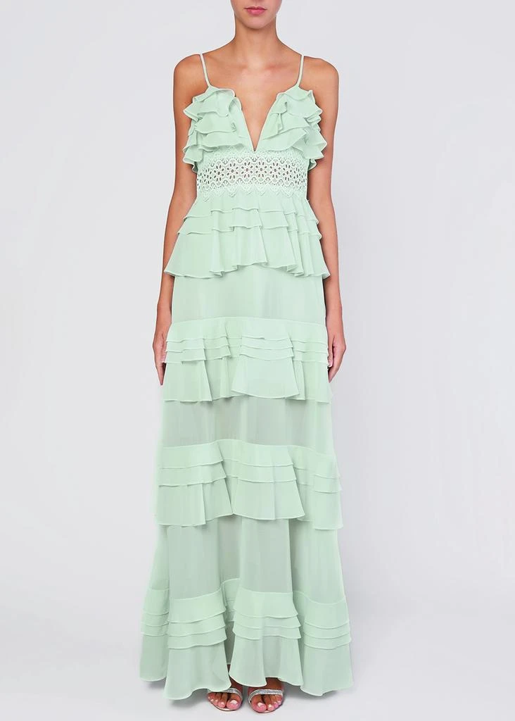 商品True Decadence|Mint plunge front tiered ruffle maxi dress,价格¥641,第4张图片详细描述