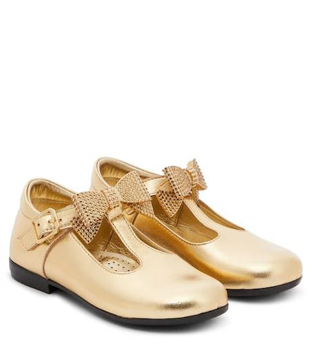 商品MONNALISA|Baby bow-detail leather ballet flats,价格¥943,第1张图片