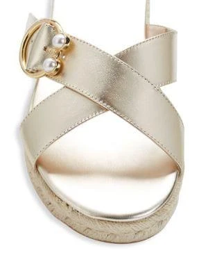 商品Stuart Weitzman|Leather Crossover Espadrille Sandals,价格¥1107,第5张图片详细描述