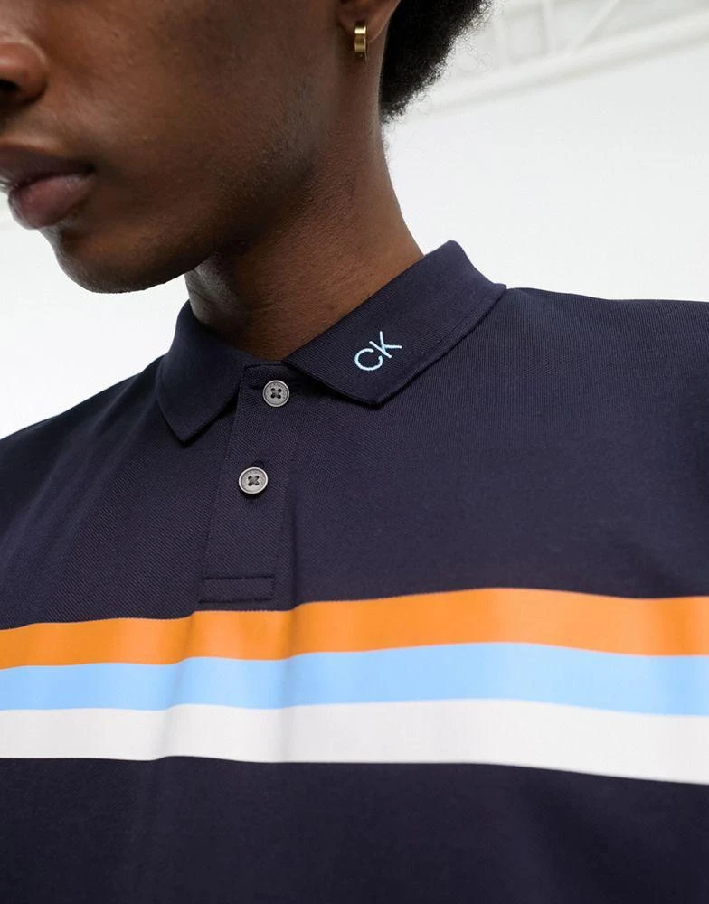 商品Calvin Klein|Calvin Klein Golf Parker chest stripe polo shirt in navy,价格¥496,第2张图片详细描述