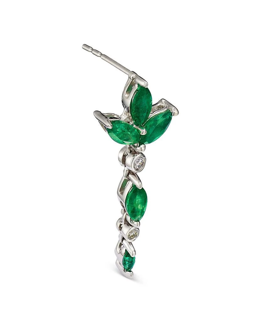 Emerald & Diamond Drop Earrings in 14K White Gold - Exclusive 商品