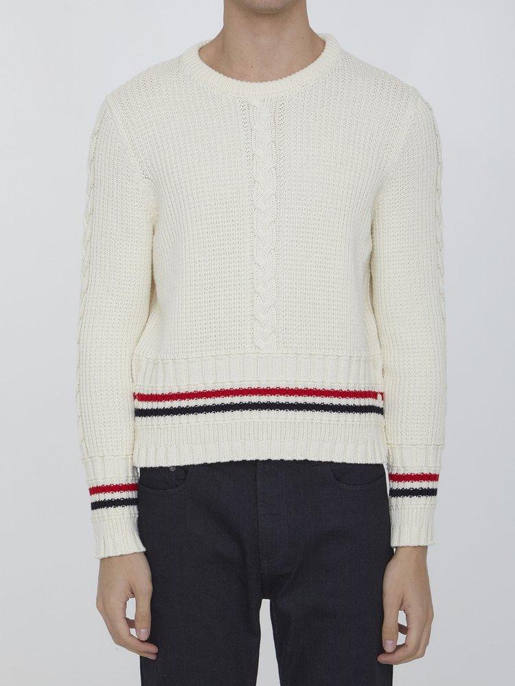 Thom Browne RWB-Stripe Cable Knit Jumper商品第1张图片规格展示