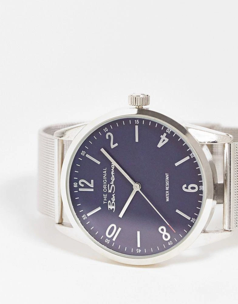 商品Ben Sherman|Ben Sherman stainless steel mesh strap watch in silver with navy dial,价格¥131,第3张图片详细描述