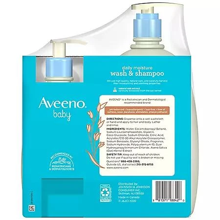商品Aveeno|婴儿沐浴乳+洗发水套装(33 fl. oz. +12 fl. oz.),价格¥139,第5张图片详细描述
