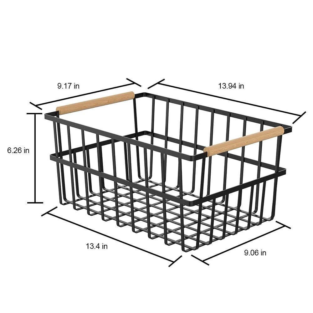商品Oceanstar|Metal Wire Organizer Bin Basket with Handles, Set of 3, Black,价格¥535,第5张图片详细描述