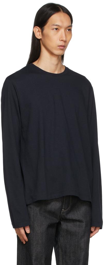 Navy Cashmere Jersey Long Sleeve T-Shirt商品第2张图片规格展示