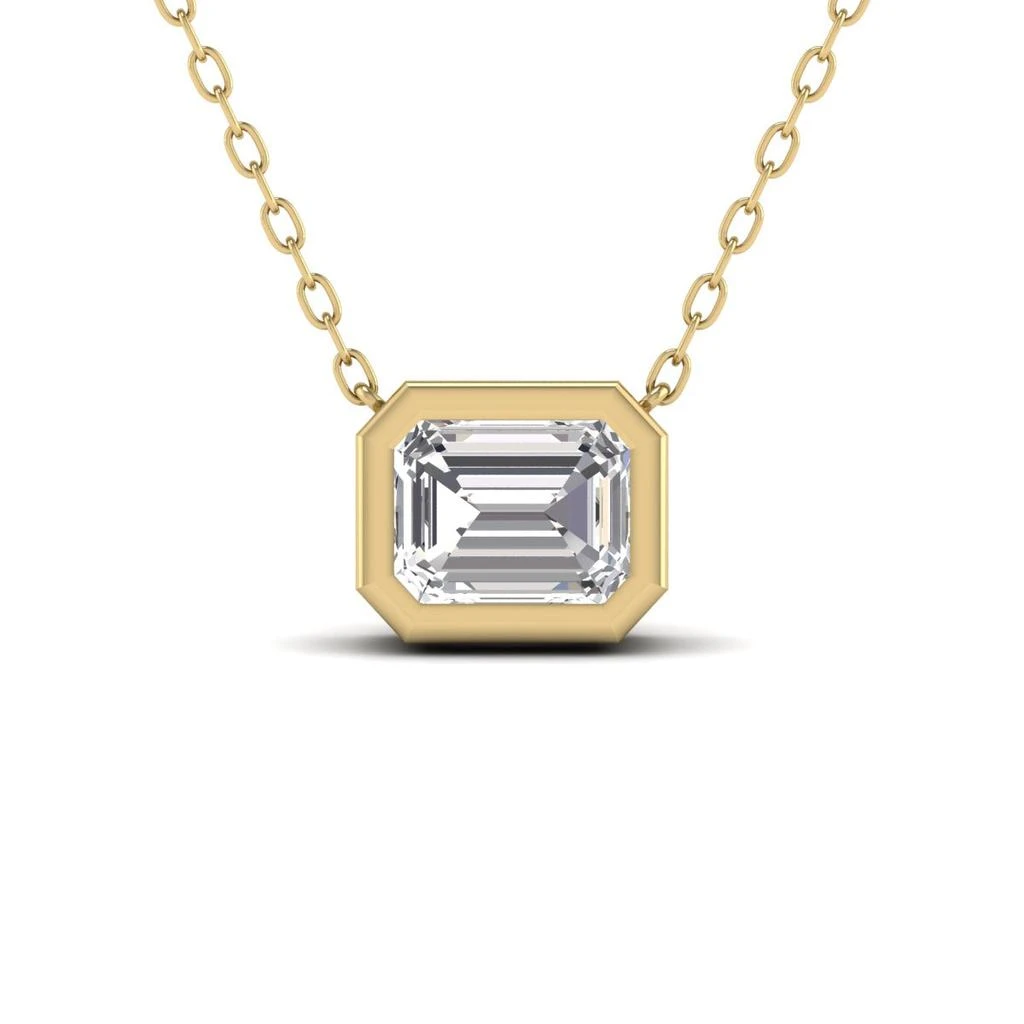 商品Lab Grown Diamonds|Lab Grown 1/2 CTW Emerald Cut Bezel Set Diamond Solitaire Pendant in 14K Yellow Gold,价格¥10095,第1张图片