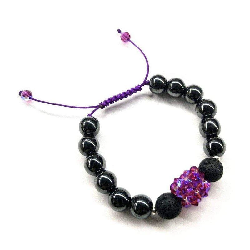 商品Alexa Martha Designs|Glamorous Hematite Gemstone Fuchsia Crystal Lava Rock Bracelet,价格¥672,第2张图片详细描述