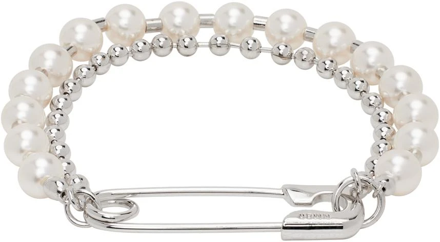 商品Numbering|Silver & White #9909 Bracelet,价格¥608,第2张图片详细描述