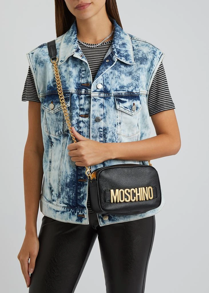 商品Moschino|Black logo leather cross-body bag,价格¥4126,第5张图片详细描述