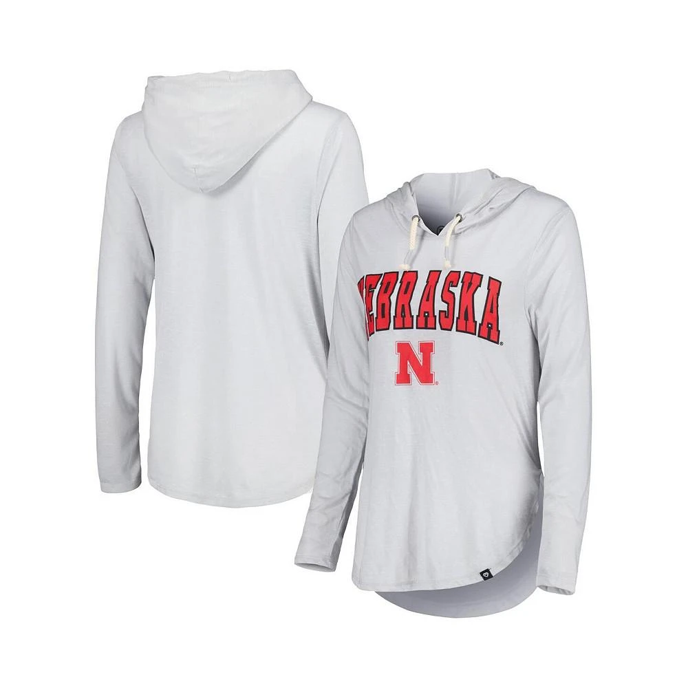 商品Colosseum|Women's Heathered Gray Nebraska Huskers Core Cora Campus Hoodie Long Sleeve T-shirt,价格¥338,第1张图片