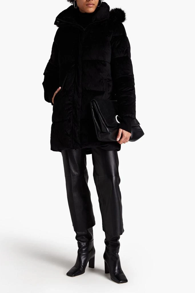 商品Unreal Fur|Faux fur-trimmed quilted velvet hooded coat,价格¥834,第4张图片详细描述