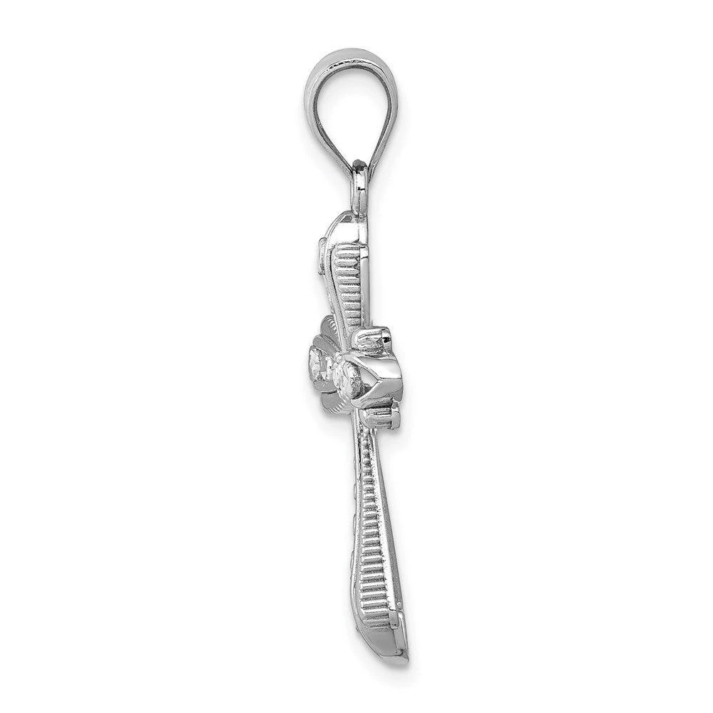 商品Diamond2Deal|14k White Gold Polished Diamond-Cut Fancy Cross Pendant,价格¥2201,第2张图片详细描述
