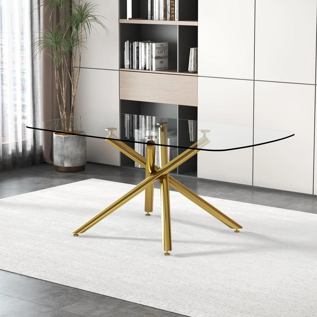 商品Streamdale Furniture|Streamdale Premium Glass Dining Table with Versatile Style,价格¥5303,第2张图片详细描述