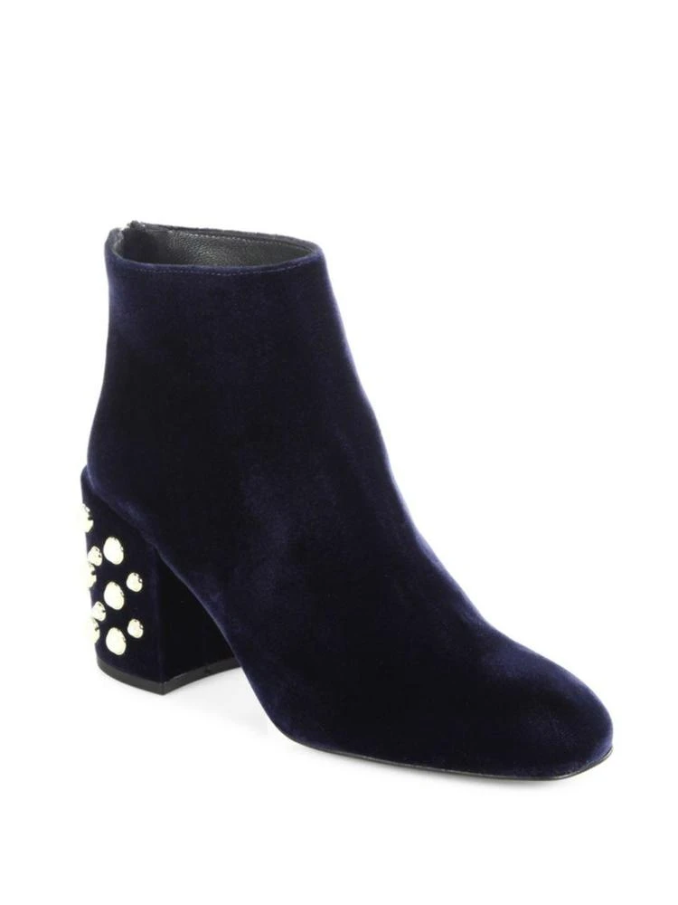 商品Stuart Weitzman|Pearl Bacari Velvet Block Heel Booties,价格¥1724,第1张图片