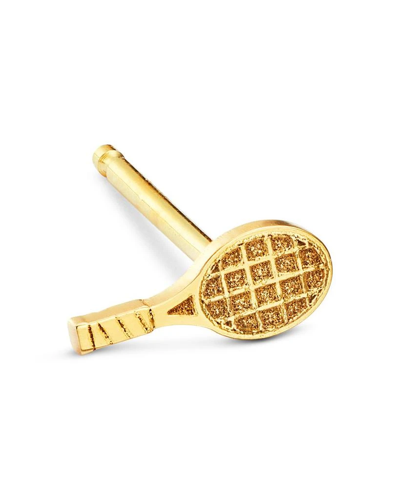 14K Yellow Gold Itty Bitty Symbols Tennis Racket Single Stud Earring 商品