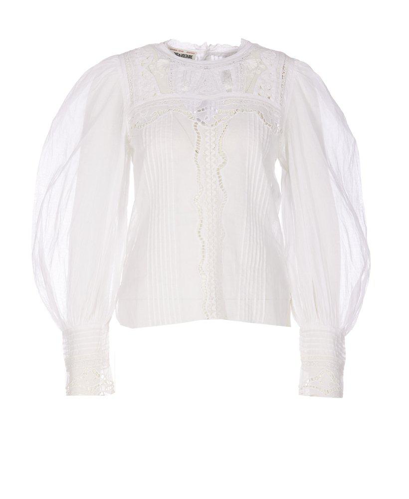 Zadig & Voltaire Perforated Detail Puff-Sleeved Blouse商品第1张图片规格展示