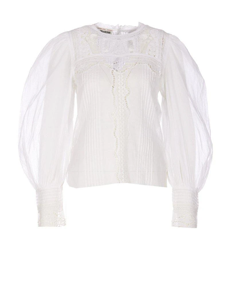 商品Zadig&Voltaire|Zadig & Voltaire Perforated Detail Puff-Sleeved Blouse,价格¥1908,第1张图片