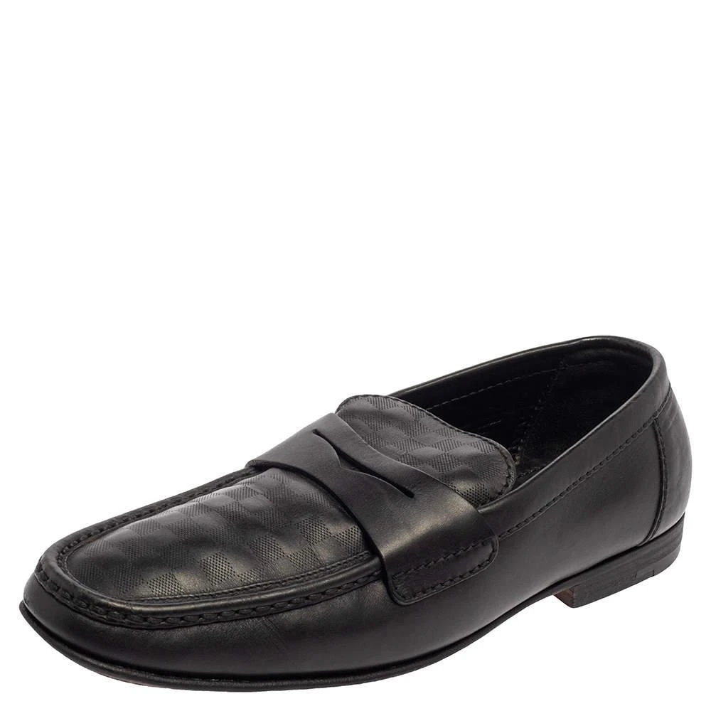 商品[二手商品] Louis Vuitton|Louis Vuitton Black Damier Embossed Santiago Loafers Size 41.5,价格¥4068,第1张图片