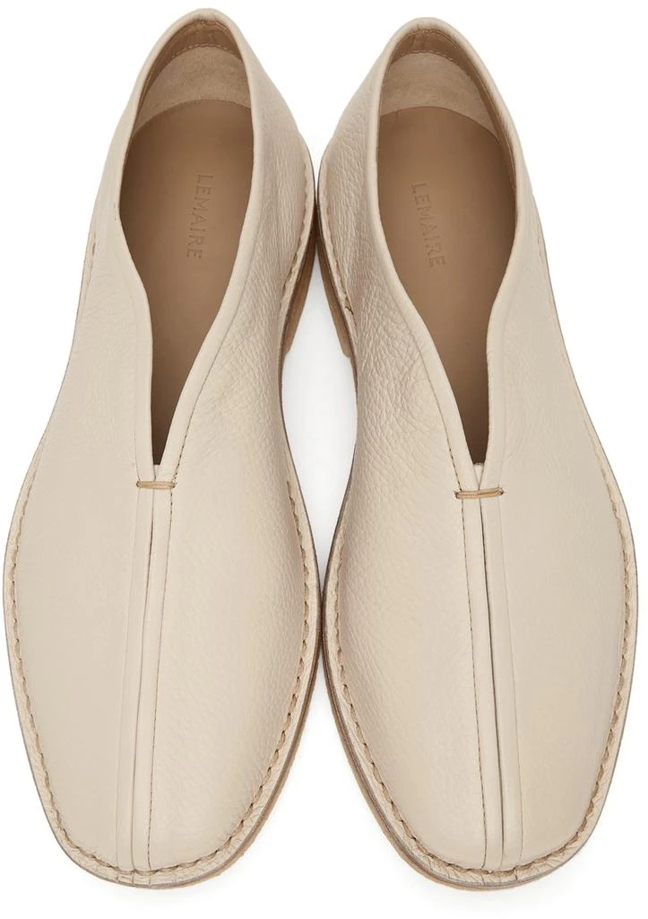 商品Lemaire|SSENSE Exclusive Beige Grained Leather Slippers,价格¥2824,第5张图片详细描述