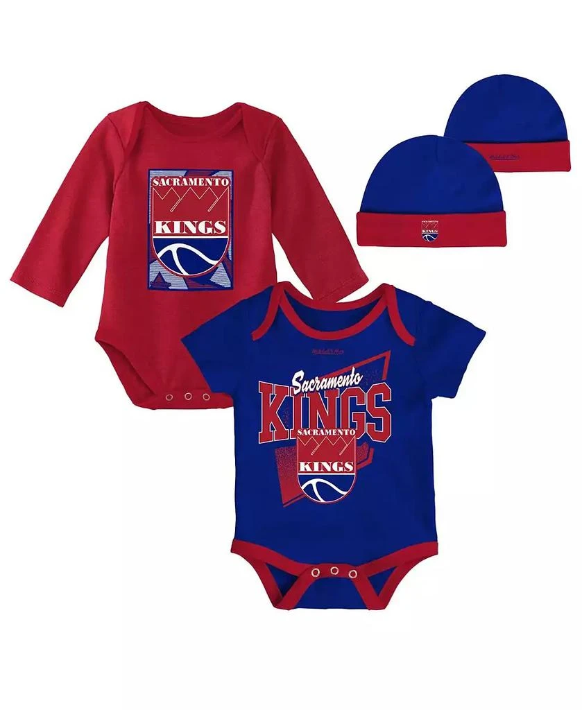 商品Mitchell & Ness|Infant Boys and Girls Blue, Red Sacramento Kings Hardwood Classics Bodysuits and Cuffed Knit Hat Set,价格¥306,第2张图片详细描述