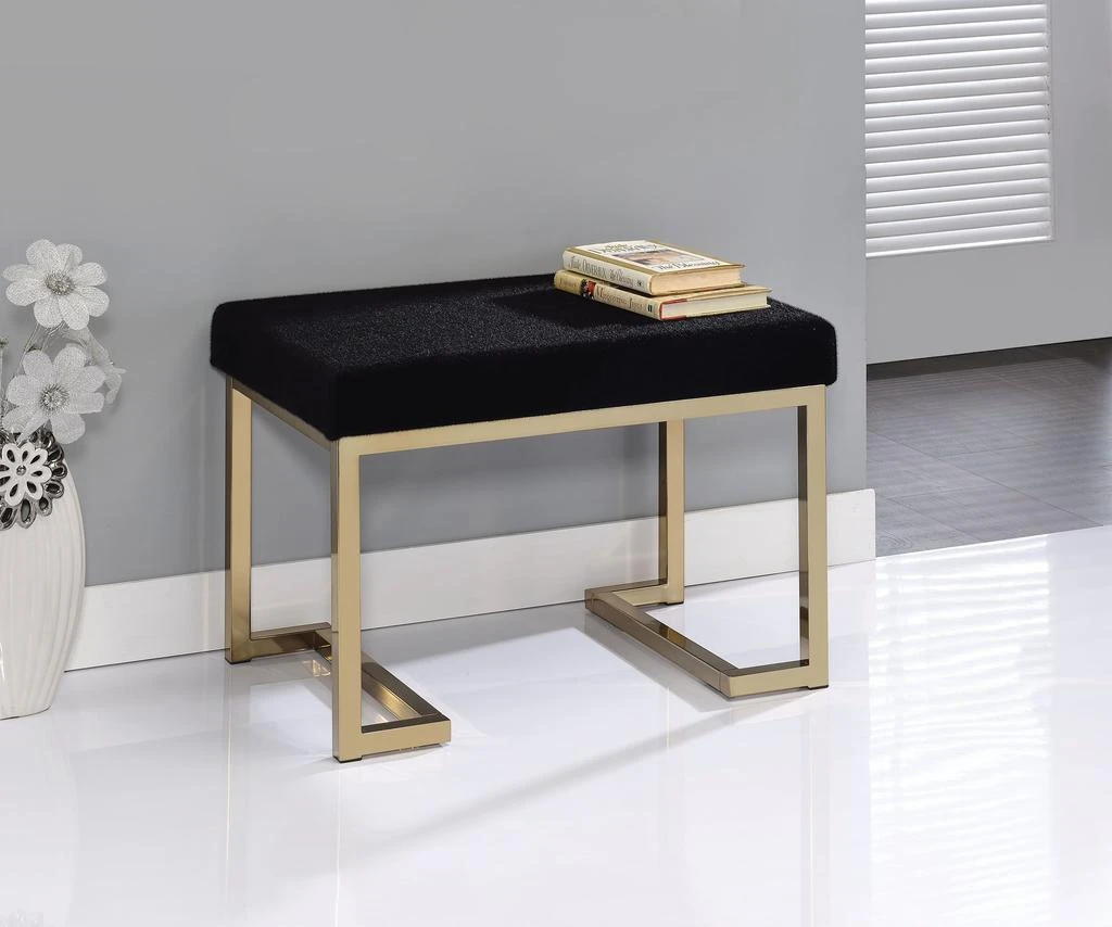 商品Streamdale Furniture|Streamdale Boice Ottoman in Black Fabric & Champagne,价格¥1338,第1张图片