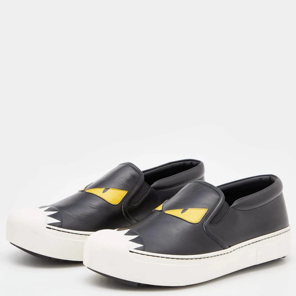 商品[二手商品] Fendi|Fendi Black Leather Monster Slip On Sneakers Size 37,价格¥2416,第2张图片详细描述