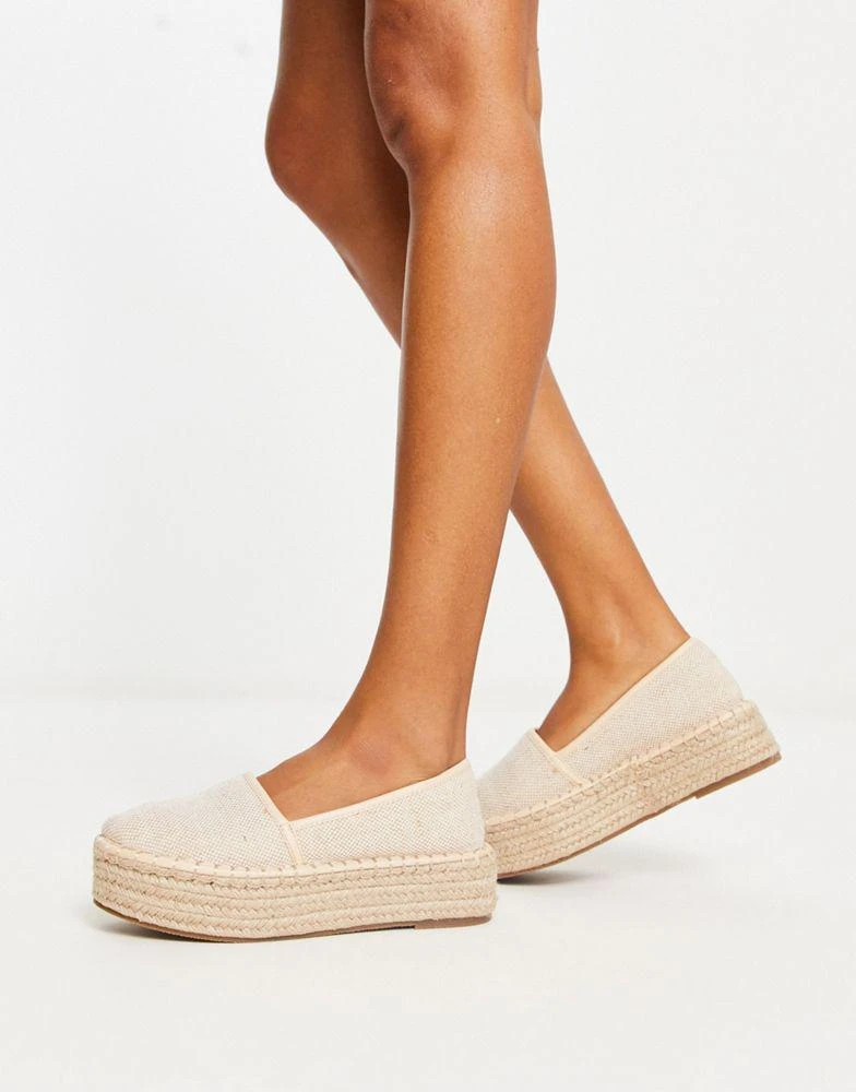 商品ASOS|ASOS DESIGN Journal flatform espadrilles in cream,价格¥153,第1张图片