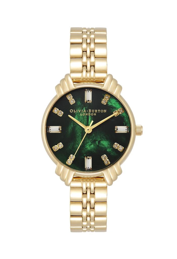 商品Olivia Burton|Olivia Burton Ladies Art Deco Green Dial Watch Gold Plated,价格¥1562,第1张图片