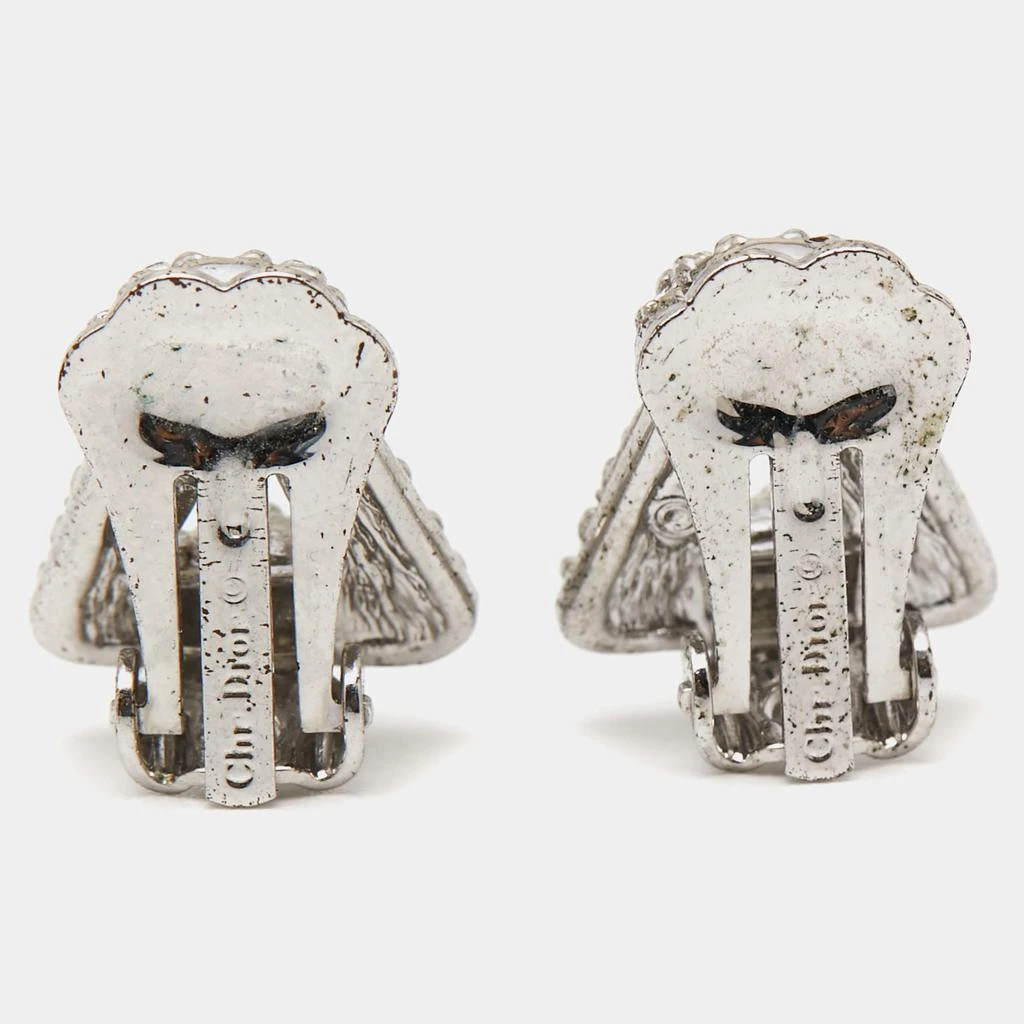 商品[二手商品] Dior|Dior CD Crystals SIlver Tone Metal Clip On Earrings,价格¥1421,第3张图片详细描述