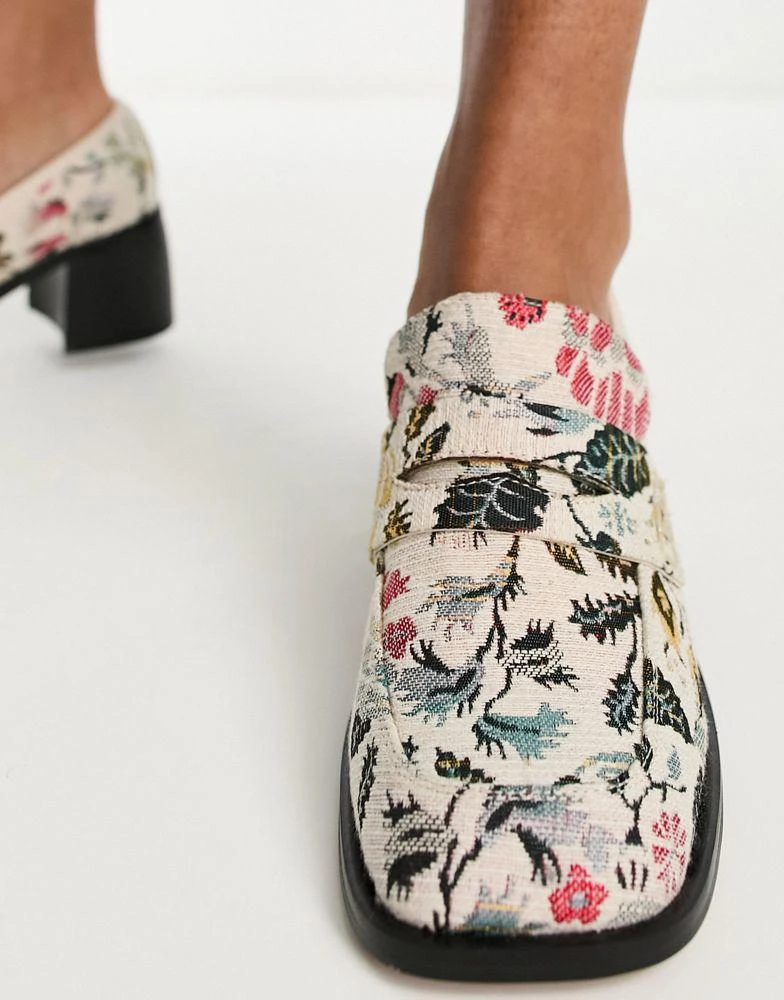 商品ASOS|ASOS DESIGN Substitute smart mid heeled loafers in tapestry,价格¥193,第2张图片详细描述