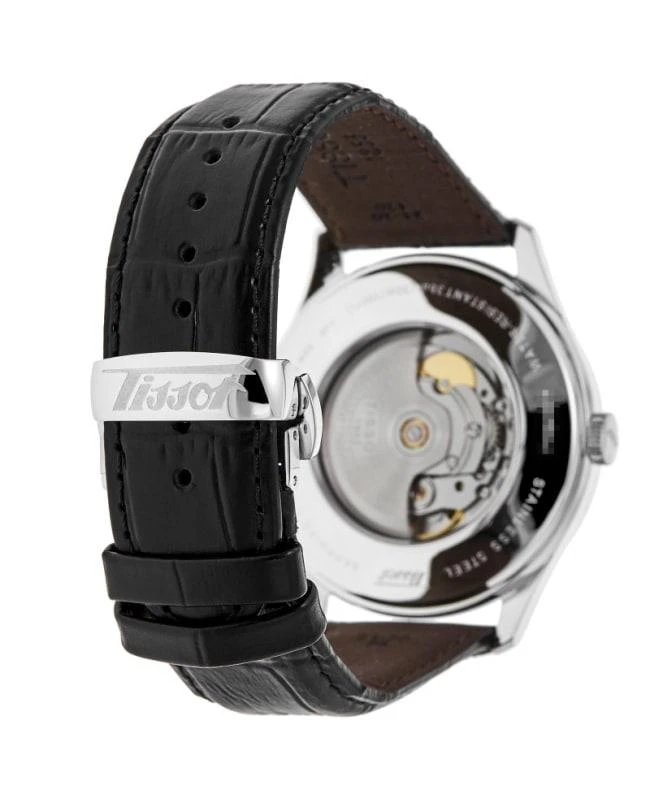 商品Tissot|Tissot Heritage Visodate Powermatic 80 Black Dial Leather Strap Men's Watch T118.430.16.051.00,价格¥4239,第4张图片详细描述